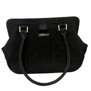 Quilted Black Vera Bradley purse, shoulder‎ bag double handled, eye catching!